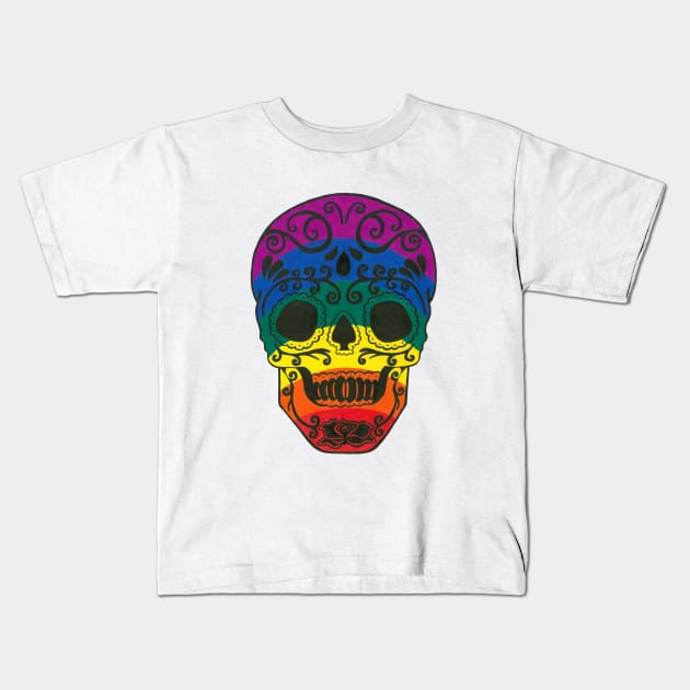 Rainbow sugar skull Kids T-Shirt by SeymourArt